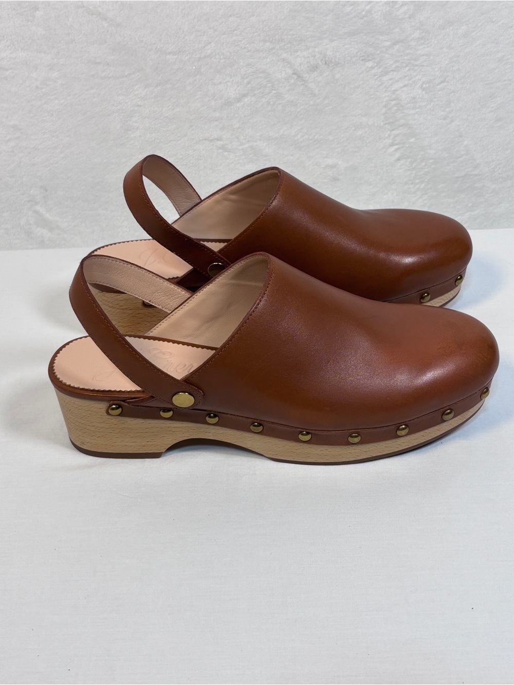 J. Crew Brown Convertible Rich Oak Studded Leather Clogs Ba188 Size 10 - Picture 6 of 10